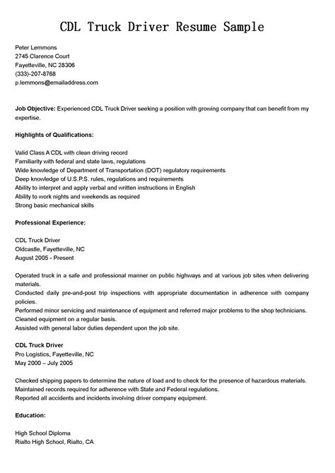 How to pick the right resume format? Driver Resumes: CDL Truck Driver Resume Sample