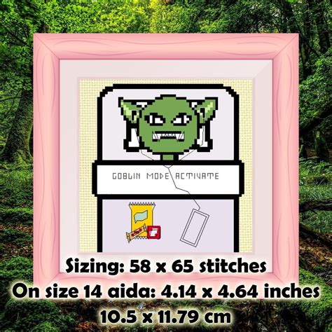 Goblin Mode Activate Cross Stitch Pattern Funny Cross Etsy