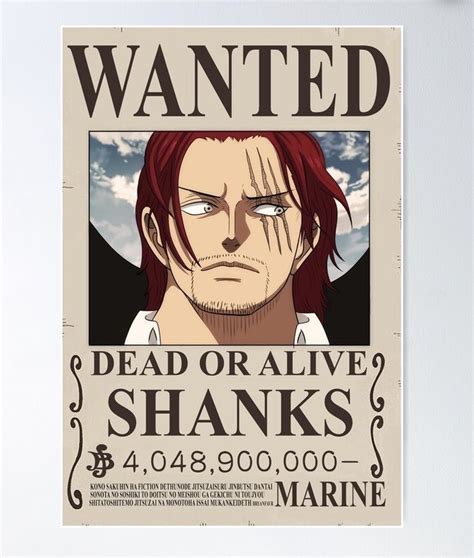 Poster Wanted Shanks Dessin Visage Facile Dessin One Piece Avis De