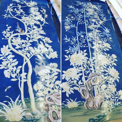 Find hand painted pictures and hand painted photos on desktop nexus. Blue lacquered Gracie hand painted wallpaper panels ...