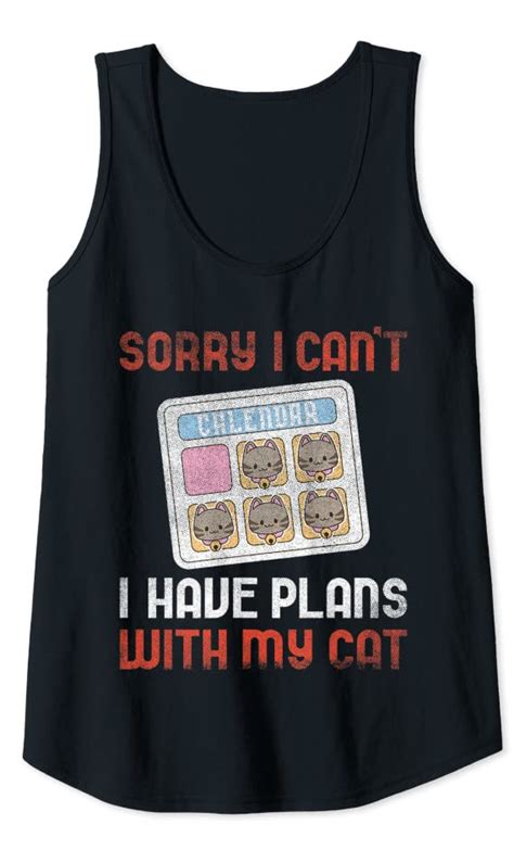 womens sorry i cant i have plans with my cat tank top uk fashion
