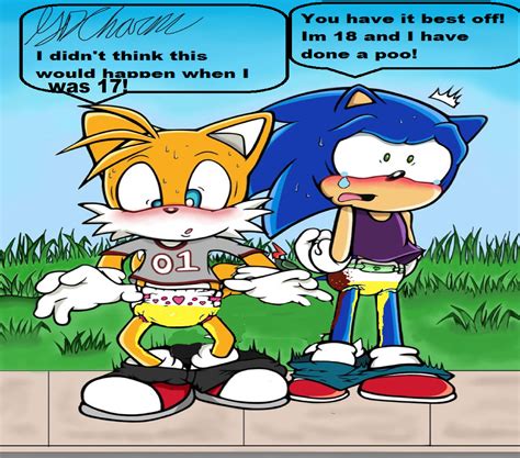 Teenage Sonic And Tails In Public In Nappies By The Tails Fan Club On