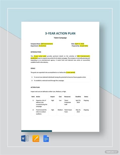 The 5 Year Action Plan Template
