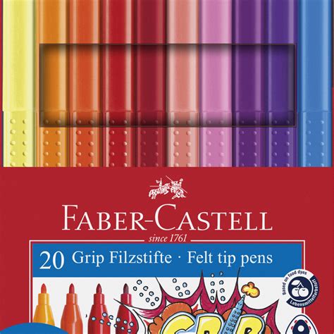 Faber Castell Grip Colour Fibre Tip Marker Pen Set Of 20 155320