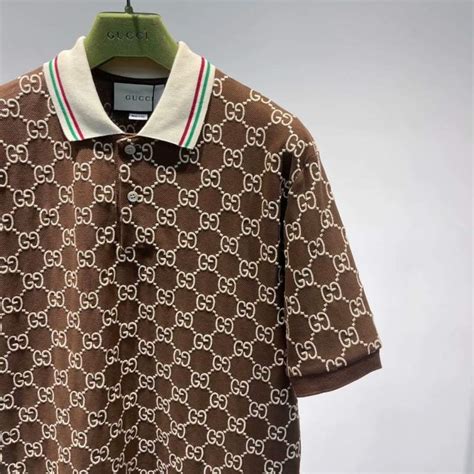 Buy Replica Gucci GG Stretch Polo Shirt In Brown Buy Designer Bags