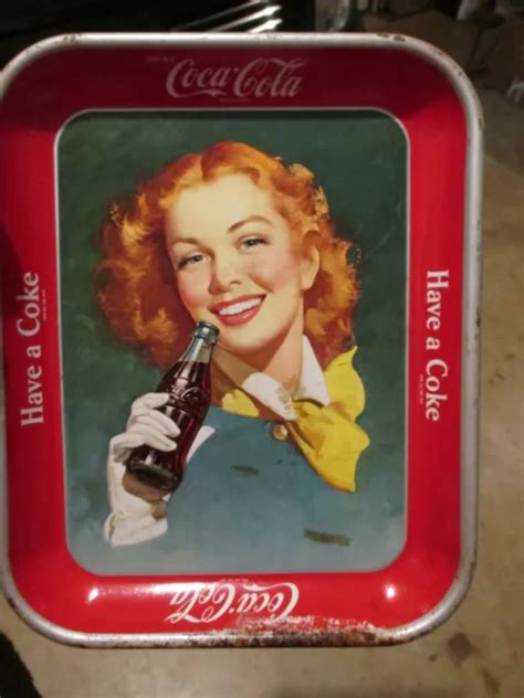 Vintage Coca Cola Red Hair Redhead Girl Original Coke Serving