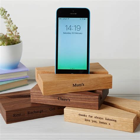 Personalised Wooden Phone And Tablet Stand By Mij Moj Design