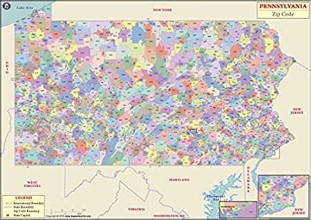 Pennsylvania Zip Code Map 36 W X 25 46 H Amazon Ca Office Products