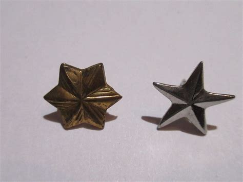 Lot Of 2 Lapel Pins Military Star Pin Gold 6 Point Star Pin Silver 5