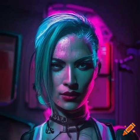 Close Up Of Judy Alvarez From Cyberpunk With Neon Lights On Craiyon