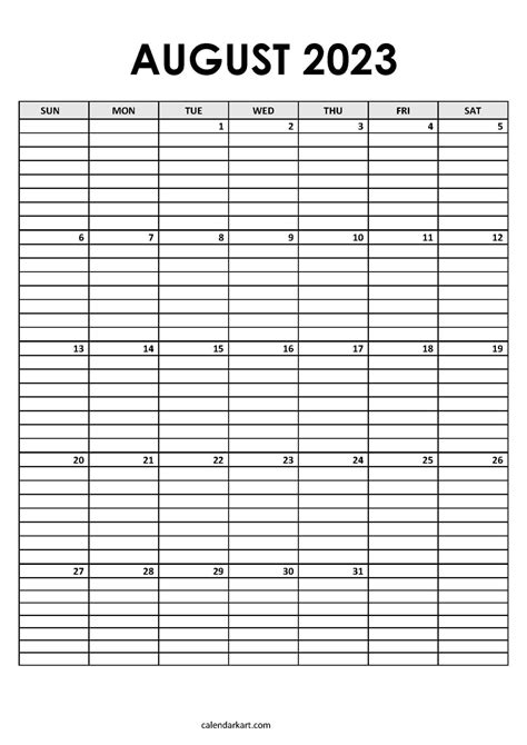 Free Printable August 2023 Calendars Calendarkart