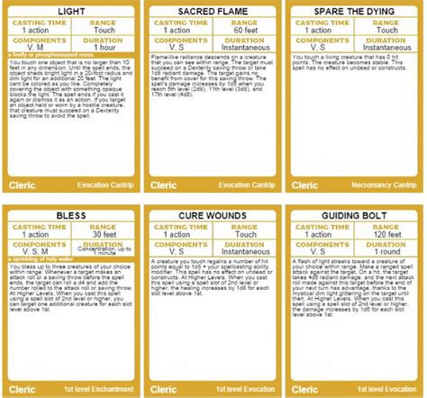 Dnd E Printable Spell Cards