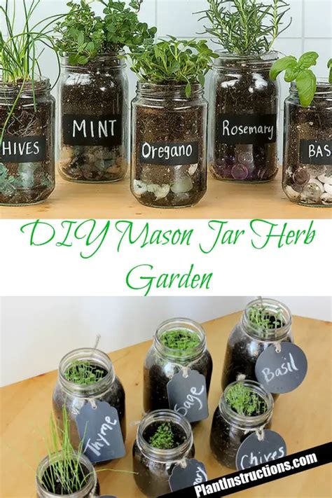 Diy Mason Jar Herb Garden Plant Instructions