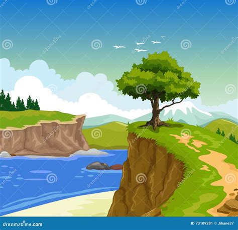 Cliff Sea And Sky Landscape Background Stock Illustration 99e