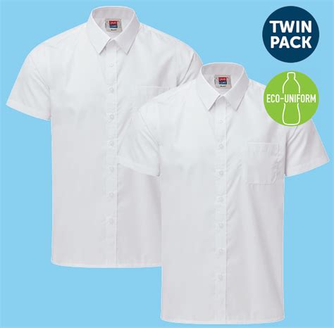 Boys White Short Sleeve School Shirts 2pk Victoria 2 Schoolwear