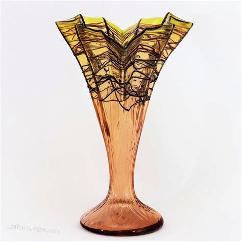 Antiques Atlas Kralik Glass Fan Shaped Art Vase C1910