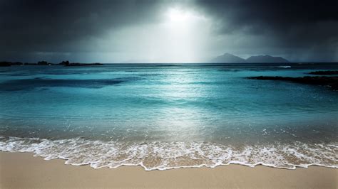 Hd Wallpaper Wave Rain Rainy Day Calm Beach Wind Wave Cloudy