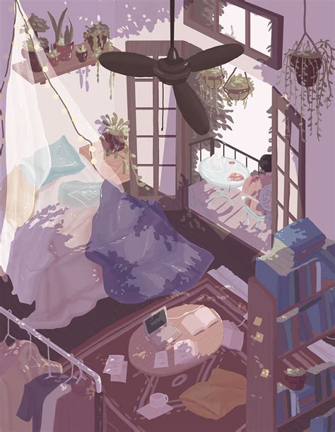 Bedroom aesthetic anime gifs waving. mienar: saturday breakfast | Pretty art, Cute art ...