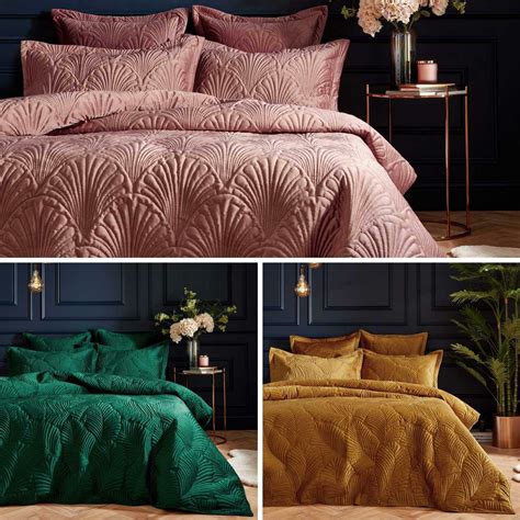 Velvet Duvet Covers Palmeria Quilted Plush Embroidered Quilt Cover