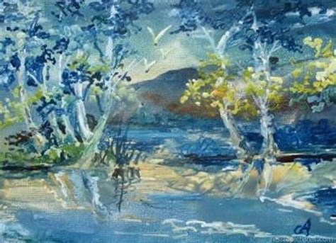 Blue Landscape Painting By Angelina Whittaker Cook Fine Art America