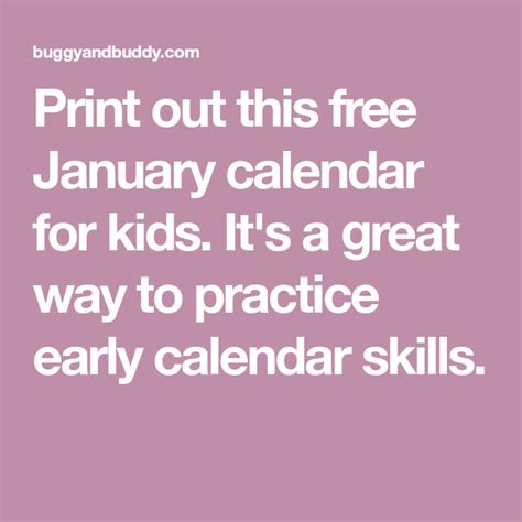 January Learning Calendar For Kids Free Printable Buggy And Buddy