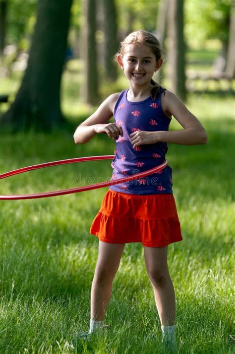 Girl Hula Hooping Stock Image Image Of Blond Aged Coordination 20117023