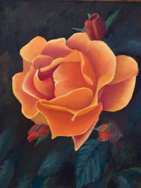 Peach Rose 2017 Oil Painting By Gilbert Lessard Floral Art