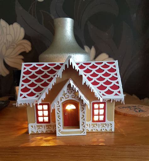 Gingerbread House Made With Cricut Maker And Lights Added All Set For Christmas