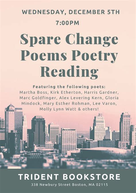 Boston Area Small Press And Poetry Scene Spare Change Poems Anthology