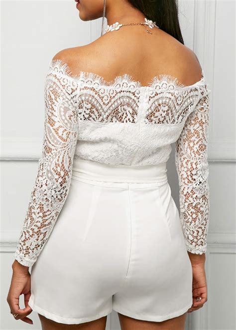 Elegant Off Shoulder White Lace Bodysuit Fashion Design Store