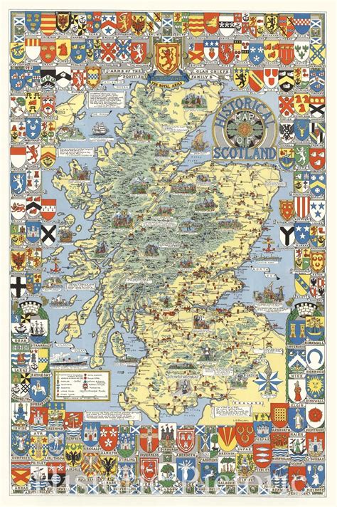 Historic Map Historical Scotland By Lg Bullock 1962 Vintage Wall