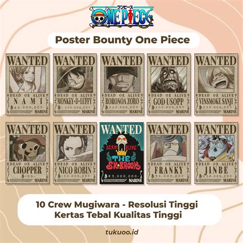 Jual Pcs SET Poster Bounty One Piece Wanted Mugiwara By Tukuoo Id Shopee Indonesia