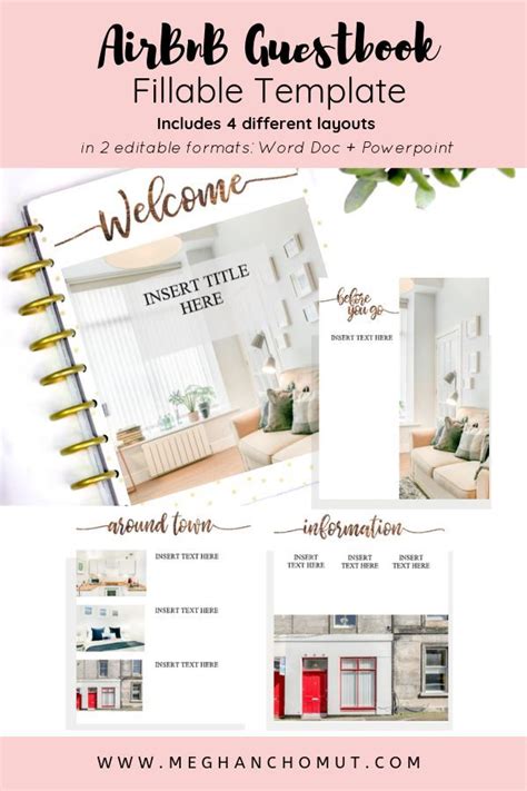 Airbnb Guestbook Fillable Template 4 Layouts Pages Word Document