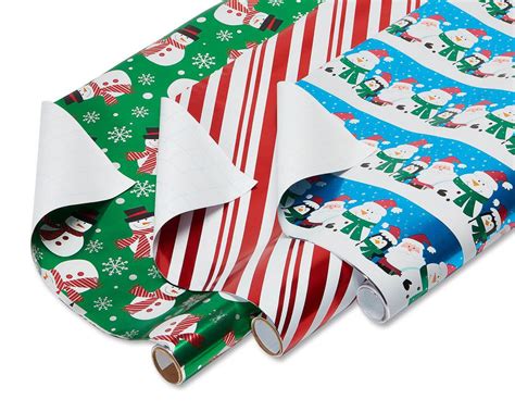 Christmas Foil Wrapping Paper With Gridlines Santa And Friends Candy