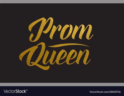 Prom Queen Gold Word Text Typography Royalty Free Vector