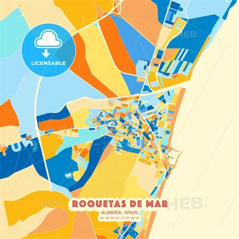 Roquetas de Mar Almería Spain colourful art map Map print Map art Map vector