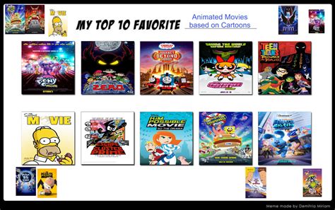 Top 10 Favourite Animated Movies Based On Cartoons By Geononnyjenny On
