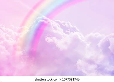 Magic Rainbow Fantasy Cloud Background Fluffy Stock Photo 1077591746
