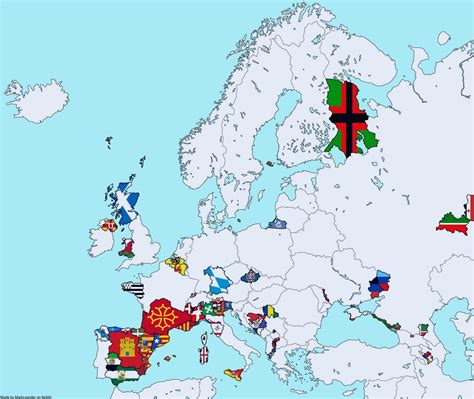 Map Of Europe With Active Sepratist Flags Vexillology
