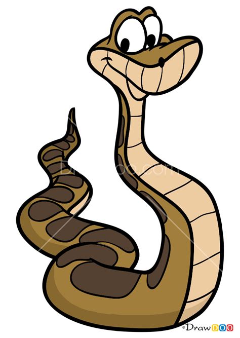 Cartoon monkey drawing step by step for kids and everyone. How to Draw Kaa, Book of Jungle