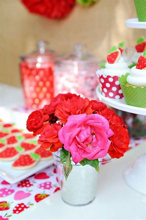 Corsage bridesmaid bouquet wedding bouquets wedding strawberries strawberry wedding button wedding blog: "Berry Sweet" Summer Strawberry Picnic Party // Hostess ...