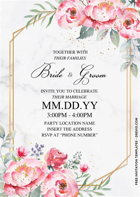 Free Dusty Rose Wedding Invitation Template For Word Download