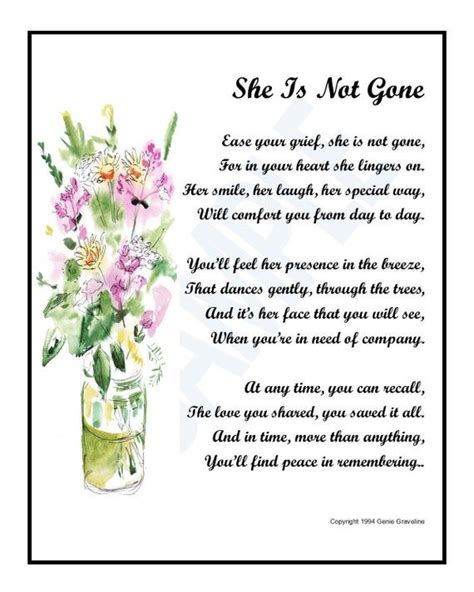 She Is Not Gone Poem Instant Sympathy Download Bereavement Etsy In
