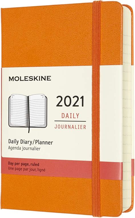moleskine 12 month daily planner 2021 daily diary 2021 hard cover and elastic closure pocket