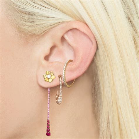Medium Diamond Safety Pin Earring In 2019 Safety Pin Earrings