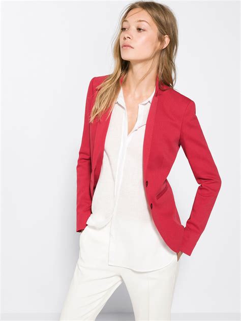 Love This Red Piqu Blazer Massimo Dutti Blazer Blazer Designs Blazers For Women