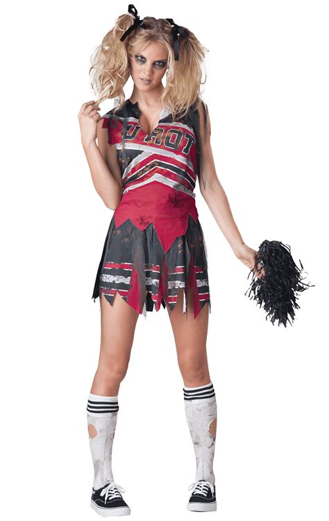 Womens Spiritless Cheerleader Costume Cheerleader Fancy Dress Zombie Cheerleader Costume