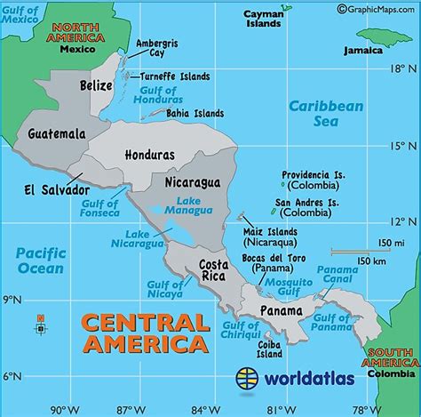 Central America Physical Features Map Cities And Towns Map Bank2home