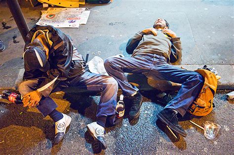 Drunk Men Passed Out On The Street Fete De La Musique Fête De La