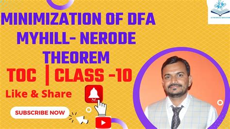 Minimization Of Dfa Using Myhill Nerode Theorem Toc Class 10 Youtube